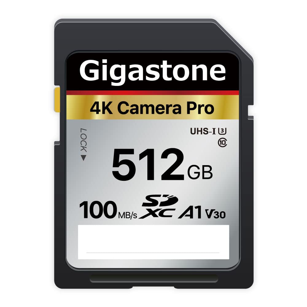 Gigastone SDカード 512GB メモリーカード A1 V30 U3 Class 10 SDXC 高速 4K UHD Full HD ビデオ Canon Nikon な